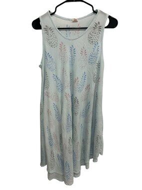 Magu Distributors OS Pineapple Print Light Blue Rayon Sleeveless Dress Summer